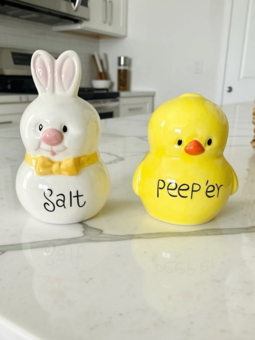 Ceramic Easter Bunny & Chick Salt & Pepper Shaker Set